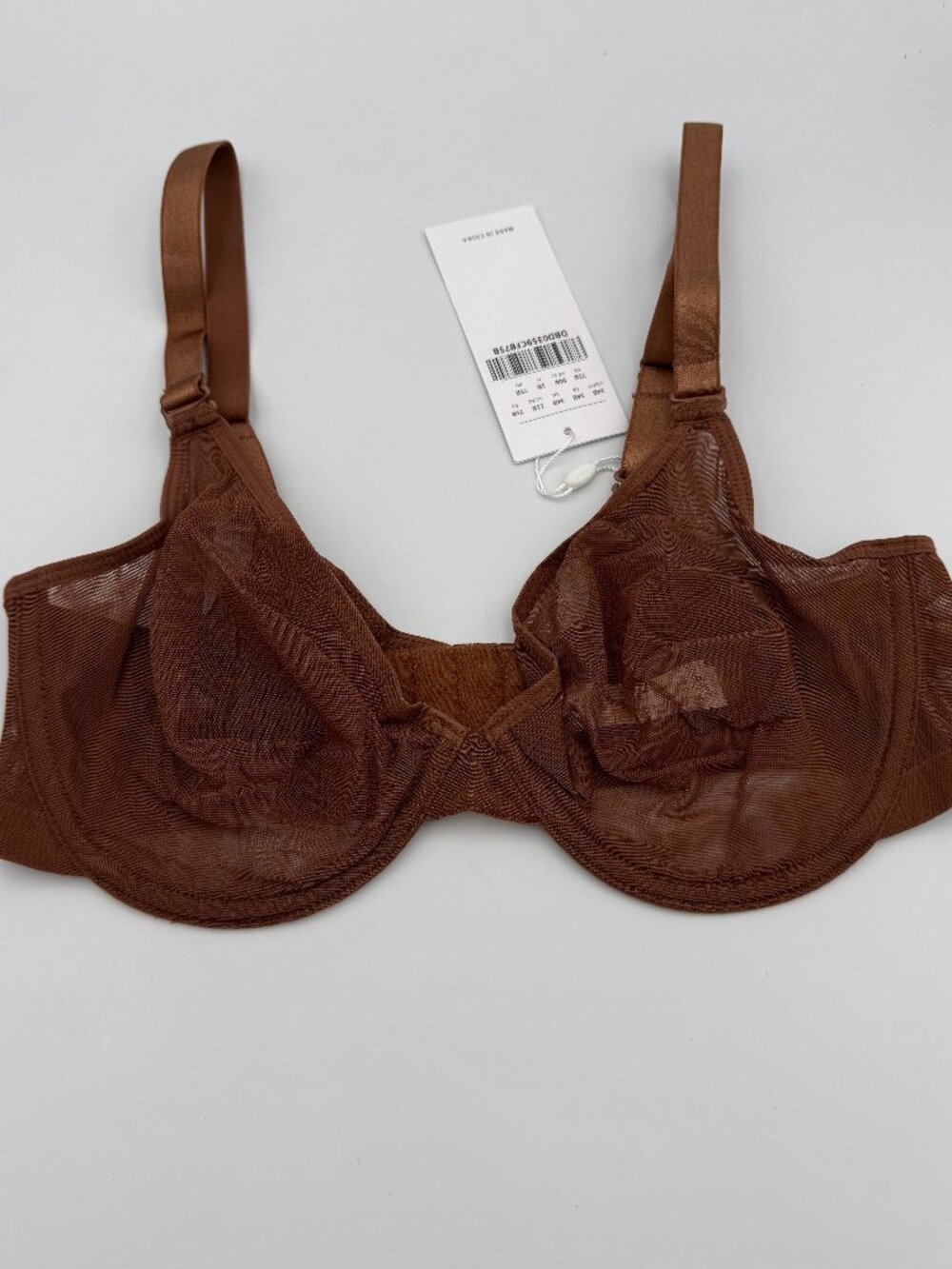 HSIA Unlined Mesh Underwire Bra Brown 34B NWT